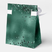 Elegante groene glitter & Folie bruiloft Bedankdoosjes (Achterkant)