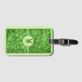 Elegante groene glitter monogram bagagelabel (Voorkant (horizontaal))