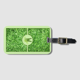 Elegante groene glitter monogram bagagelabel