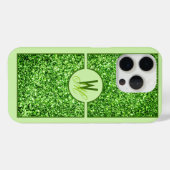 Elegante groene glitter monogram Case-Mate iPhone case (Achterkant (horizontaal))