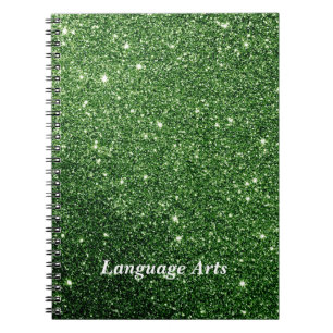 Elegante Groene Glitter Op Maat Gemaakte School Notitieboek