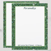 Elegante groene glitter personaliseert briefpapier (Voorkant / Achterkant)