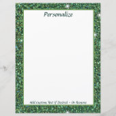Elegante groene glitter personaliseert briefpapier (Voorkant)