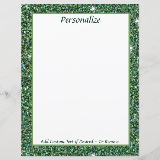 Elegante groene glitter personaliseert briefpapier (Voorkant)