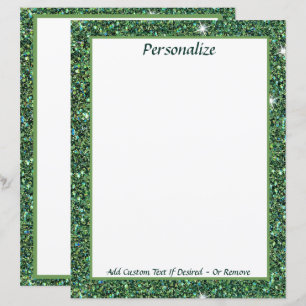Elegante groene glitter personaliseert briefpapier