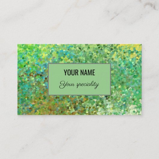 Elegante groene glitter visitekaartje (Voorkant)