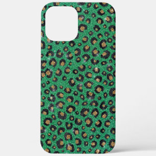 Elegante groene glitters zwart gouden luipaardprin Case-Mate iPhone case