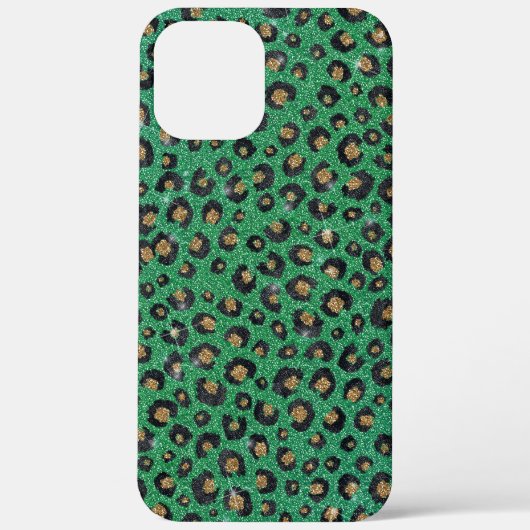 Elegante groene glitters zwart gouden luipaardprin Case-Mate iPhone case (Achterkant)