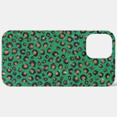 Elegante groene glitters zwart gouden luipaardprin Case-Mate iPhone case (Achterkant (horizontaal))