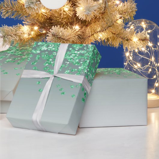 Elegante groene glitterscascade met ombré-effect cadeaupapier (Feestdagen)