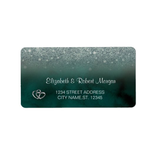 Elegante groene glitterscherpsheid groene bruiloft etiket (Voorkant)