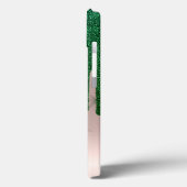 Elegante groene glitterslierten roosgoud Case-Mate iPhone case (Achterkant / Links)