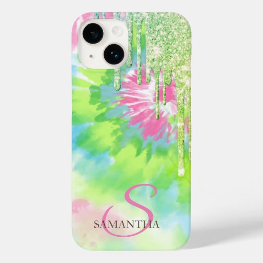 Elegante groene glitterslierten tie-dye Case-Mate iPhone case (Achterkant)