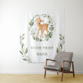 Elegante groene goud bos herten baby achtergrond wandkleed (In situ)