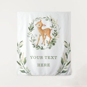 Elegante groene goud bos herten baby achtergrond wandkleed