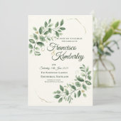 Elegante Groene Goud Botanische Script Personalise Kaart (Staand voorkant)