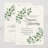 Elegante Groene Goud Botanische Script Personalise Kaart (Voorkant / Achterkant)