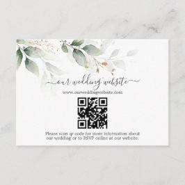 Elegante groene goud  Eucalyptus QR-code bruiloft  Informatiekaartje