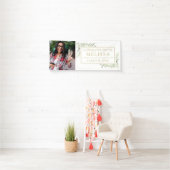 Elegante Groene Goud Foto Afstudeerbanner Spandoek (Insitu)