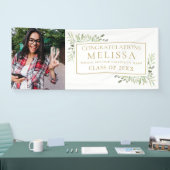 Elegante Groene Goud Foto Afstudeerbanner Spandoek (Beurs)