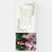 Elegante Groene Goud Foto Afstudeerbanner Spandoek (Verticaal)