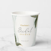 Elegante groene goud waterverf bruidsdouche papieren bekers (Voorkant)