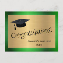 Elegante groene gouden baret Felicitaties afstuder