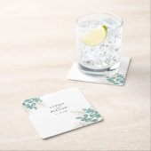 Elegante groene gouden blad gepersonaliseerde brui kartonnen onderzetters (Insitu)