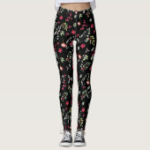 Elegante groene gouden bladeren en rode Holly bess Leggings (Voorkant)