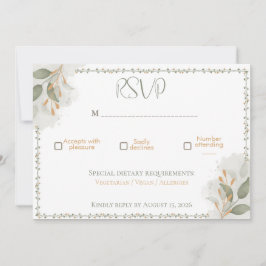 Elegante groene & gouden bloemen bruiloft RSVP kaa Kaart