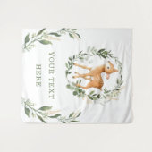 Elegante groene gouden bosgrond herten Baby Achter Wandkleed (Voorkant (horizontaal))