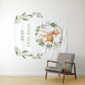 Elegante groene gouden bosgrond herten Baby Achter Wandkleed (In Situ (horizontaal))