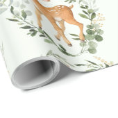 Elegante groene gouden bosherten Baby Fawn Cadeaupapier (Rol Hoek)