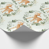 Elegante groene gouden bosherten Baby Fawn Cadeaupapier (Hoek)