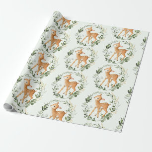 Elegante groene gouden bosherten Baby Fawn Cadeaupapier