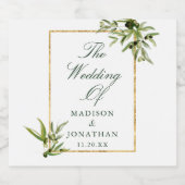 Elegante Groene Gouden Botanische Douane Huwelijk Bier Etiket (Enkel label)