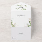 Elegante groene & gouden bruiloft all in one uitnodiging (Buitenkant)