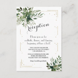 Elegante groene gouden confetti huwelijksdetails informatiekaartje