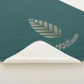 Elegante groene gouden dennen gepersonaliseerd sherpa deken (3/4)
