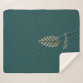 Elegante groene gouden dennen gepersonaliseerd sherpa deken (Voorkant (horizontaal))