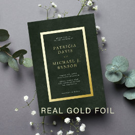 Elegante groene gouden folie typografie bruiloft folie uitnodiging