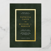 Elegante groene gouden folie typografie bruiloft uitnodiging (Voorkant)