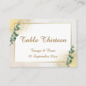 Elegante groene & gouden foto bruiloft plaatskaartje (Achterkant)