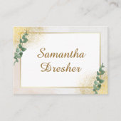 Elegante groene & gouden foto bruiloft plaatskaartje (Voorkant)