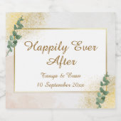 Elegante groene & gouden foto bruiloft sparkling wijnetiket (Enkel label)