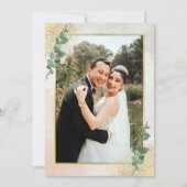 Elegante Groene & Gouden Fotobruiloft Save the Dat Kaart (Voorkant)