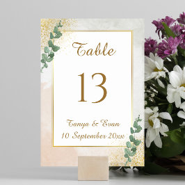 Elegante groene & gouden fototafel nummer voor een kaart