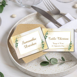 Elegante groene & gouden fototrouwkaart plaatskaartje