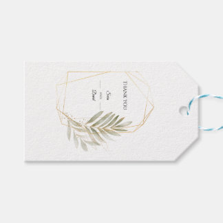 Elegante groene gouden geometrische cadeaubijlage cadeaulabel