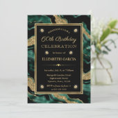 Elegante Groene & Gouden Glitter Agaat 60ste Verja Kaart (Staand voorkant)